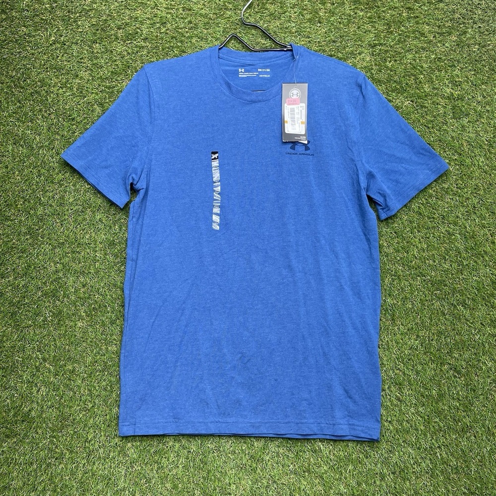 Under Armour Shirt Mens Small Blue HeatGear ArmourBlock Short Sleeve Loose Fit